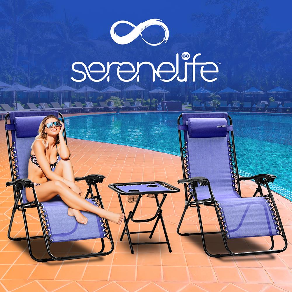 Zero Gravity Chair Set 2-Pack, Ultimate Comfort, Steel & Textilene, Blue