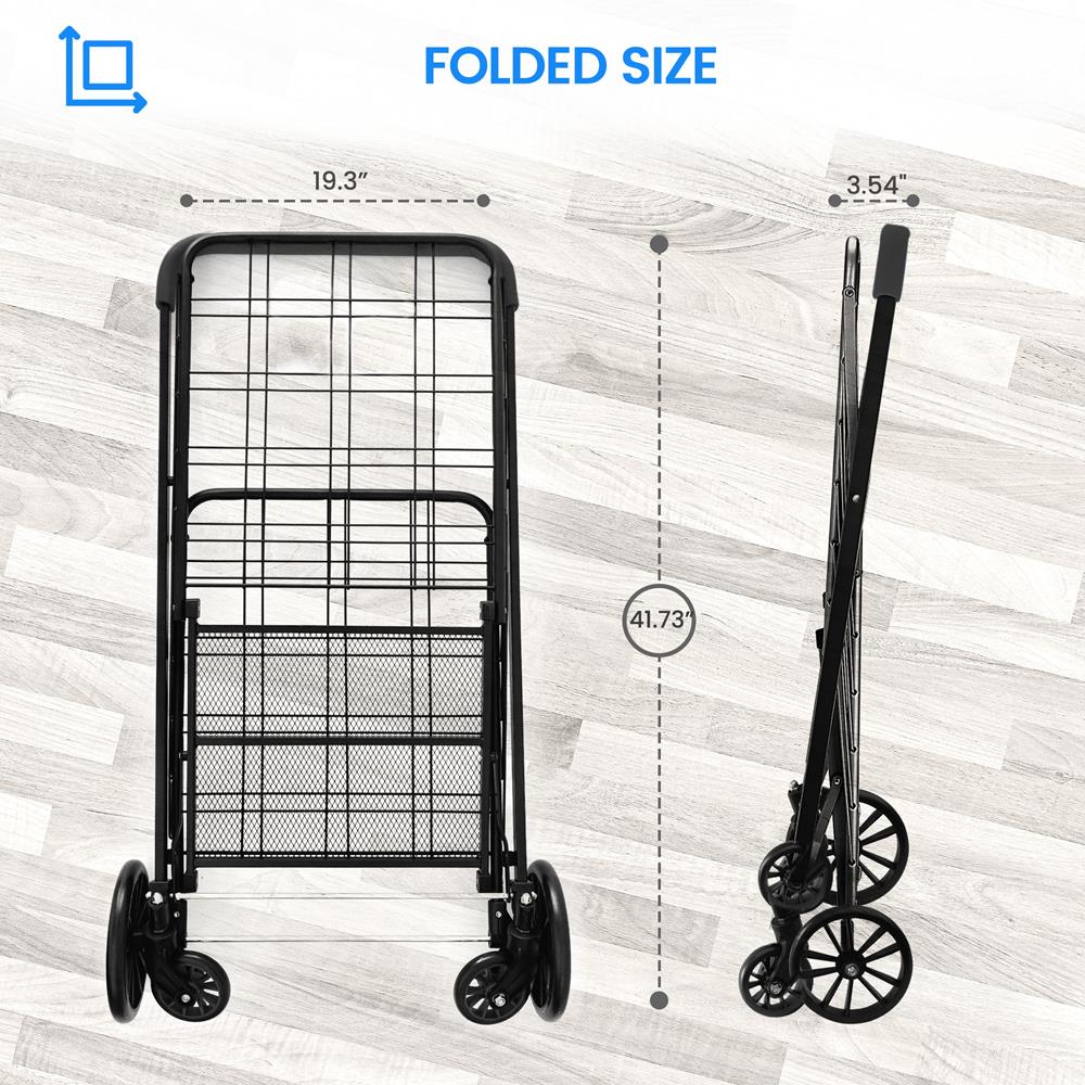 Collapsible Utility Cart - Compact And Portable Shopping Cart With Comfortable Grip