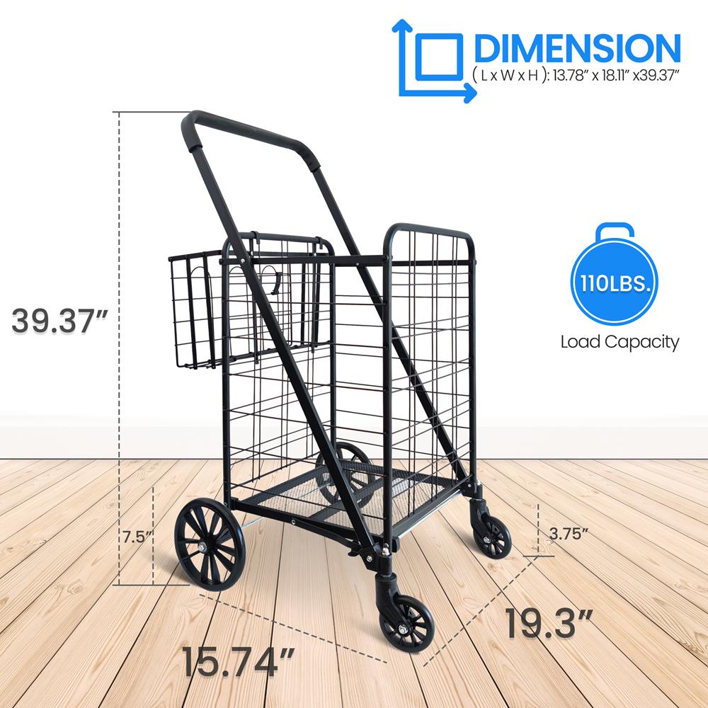 Collapsible Utility Cart - Compact And Portable Shopping Cart With Comfortable Grip