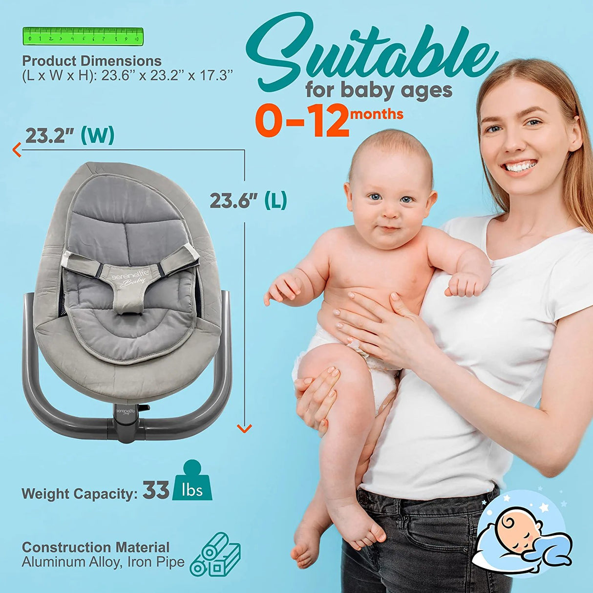 Portable Baby Swing For Infants - Comfortable Cradling Baby Rocker