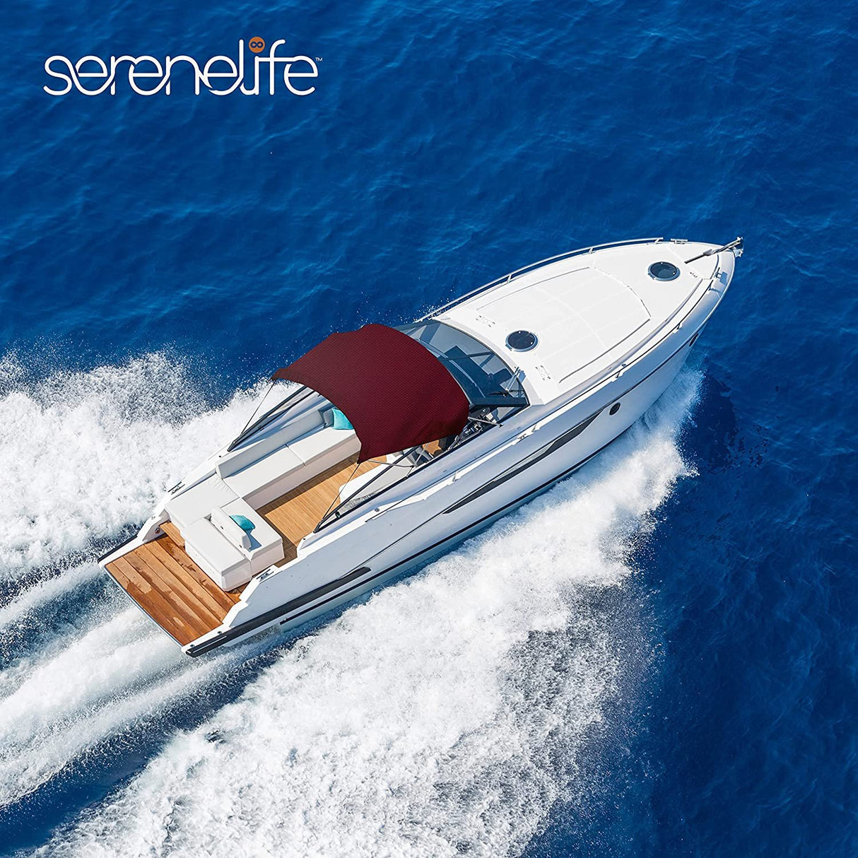 4 Bow Bimini Top - 2 Straps And 2 Rear Support Poles With Marine-Grade 600D Polyester Canvas (Burgundy)