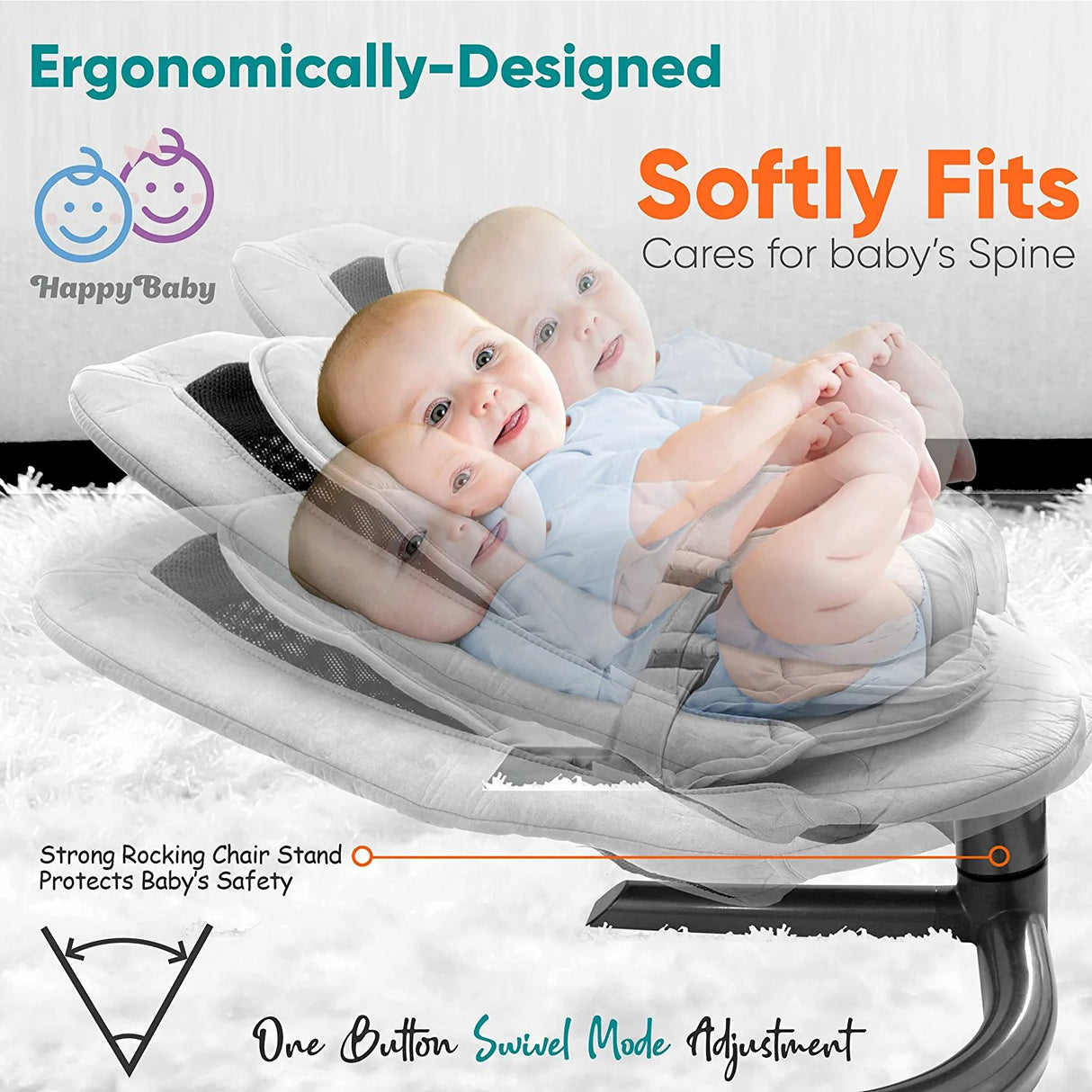 Portable Baby Swing For Infants - Comfortable Cradling Baby Rocker