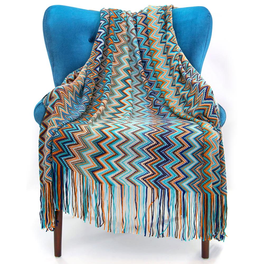 Bohemian Throw Blanket - Boho Knitted Tassel Throw Blanket, Suitable For All Seasons