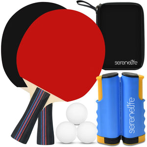 Portable Table Tennis Set With Retractable Net, Paddles, Balls, And Carrying Bag