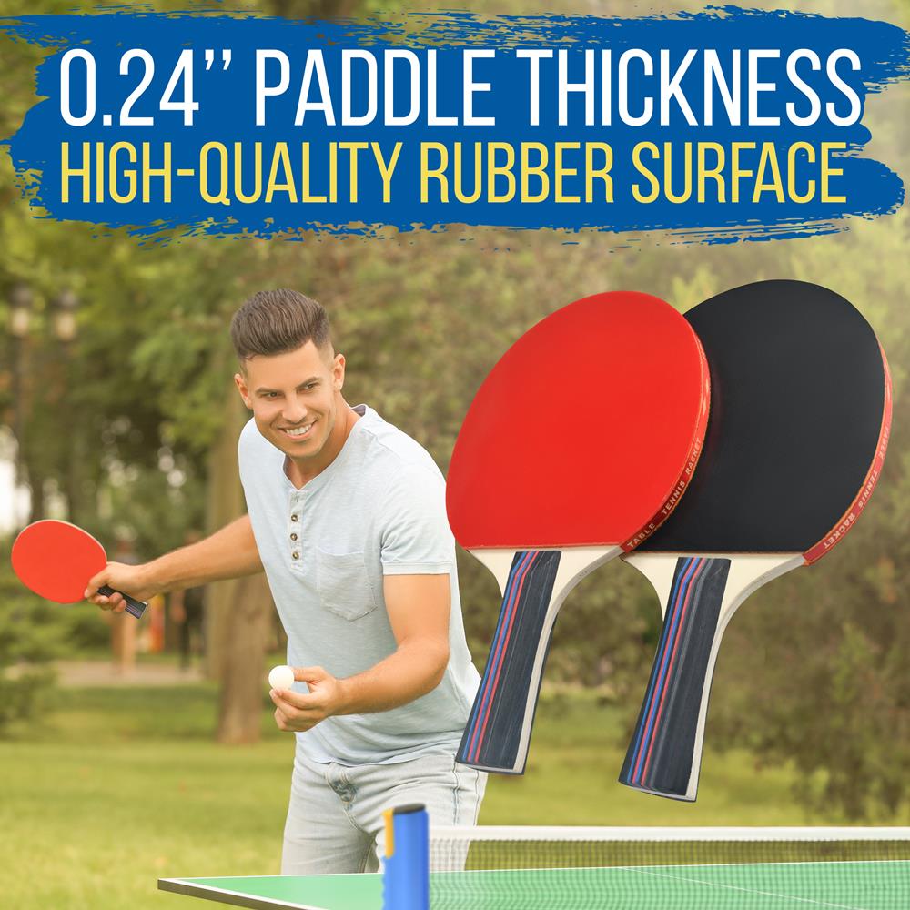 Portable Table Tennis Set With Retractable Net, Paddles, Balls, And Carrying Bag