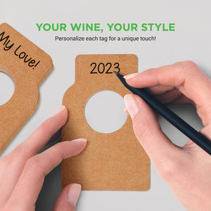 Pack Kraft Wine Bottle Tags For Cellar Collection, Disposable Brown Paper Labels For Champagne (Brown)