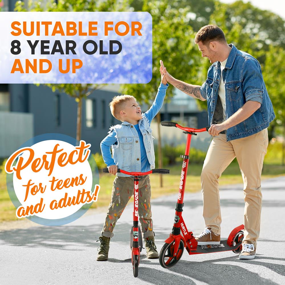 Lightweight And Foldable Kick Scooter - Adjustable Scooter For Teens And Adult, Alloy Deck With High Impact Wheels (Red)