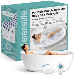 Portable Bubble Bath Mat Body Spa Massager - Waterproof Non-Slip Bubble Bath Mat With Suction Cup Bottom, Motorized Air Pump, And Adjustable Bubble Settings