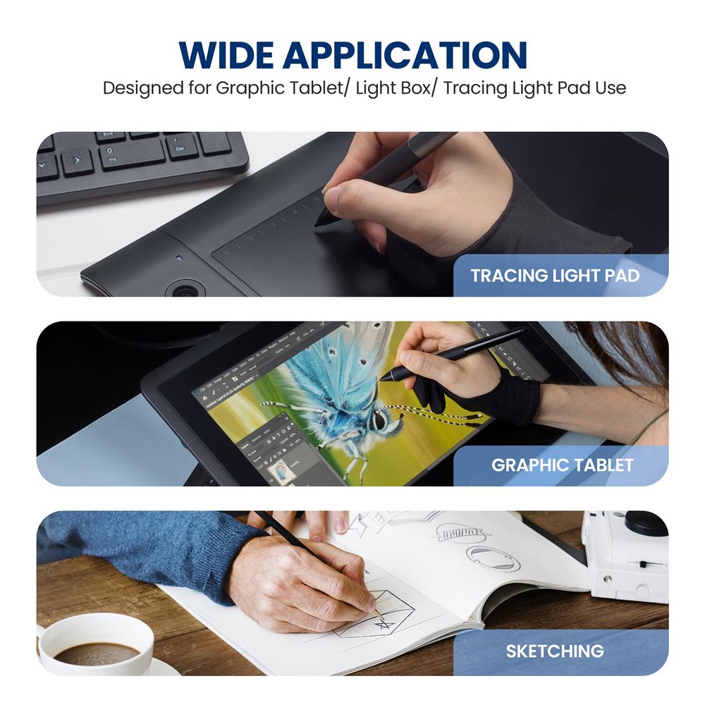 Two-Finger Glove For Graphics Drawing Tablet