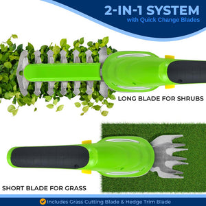 Electric Grass Cutter Shears - Cordless Handheld Hedge Shrubber Trimmer, 3.6V Rechargeable Battery, Changeable Blades