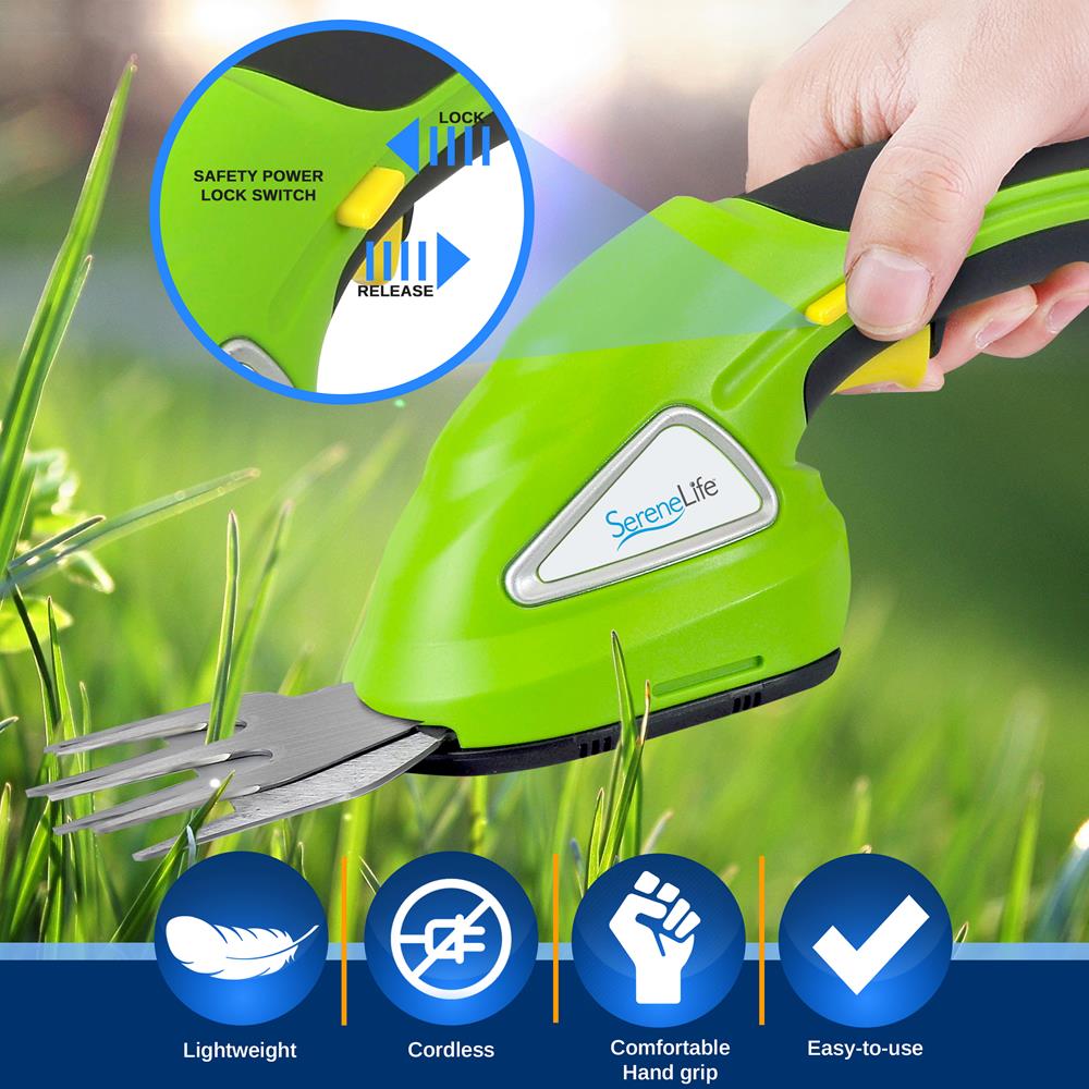 Electric Grass Cutter Shears - Cordless Handheld Hedge Shrubber Trimmer, 3.6V Rechargeable Battery, Changeable Blades