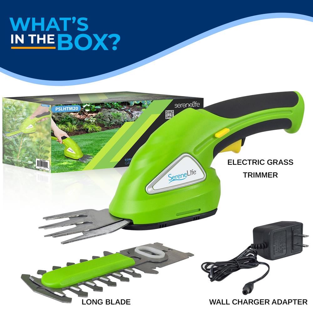 Electric Grass Cutter Shears - Cordless Handheld Hedge Shrubber Trimmer, 3.6V Rechargeable Battery, Changeable Blades