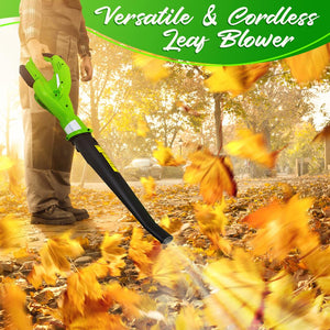 18V Electric Leaf Blower - Cordless Power Blower With Built-In Rechargeable Battery