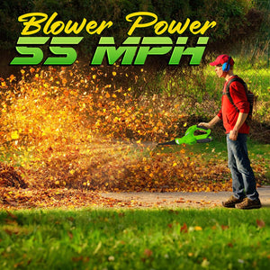 18V Electric Leaf Blower - Cordless Power Blower With Built-In Rechargeable Battery