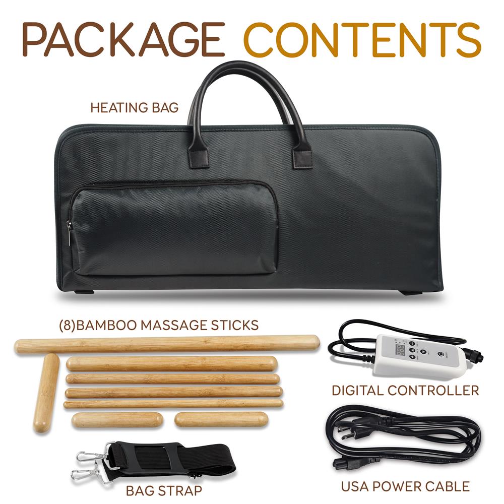 Thermal Therapy Massage Kit - Innovative Waterless Heating Technologywith Bamboo Sticks, And Heating Bag