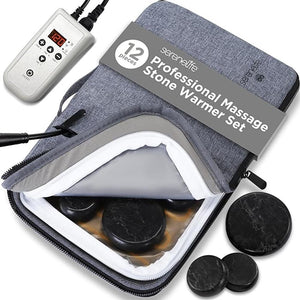 Multifunction Heating Stone Massager With Bag - Used For Muscle Therapy And Home Spa (Gray)
