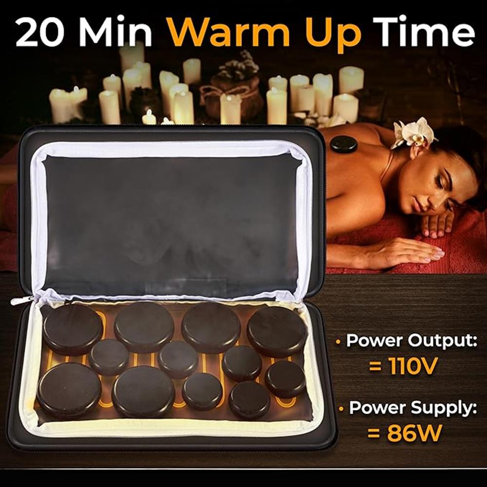 Multifunction Heating Stone Massager With Bag - Used For Muscle Therapy And Home Spa (Gray)
