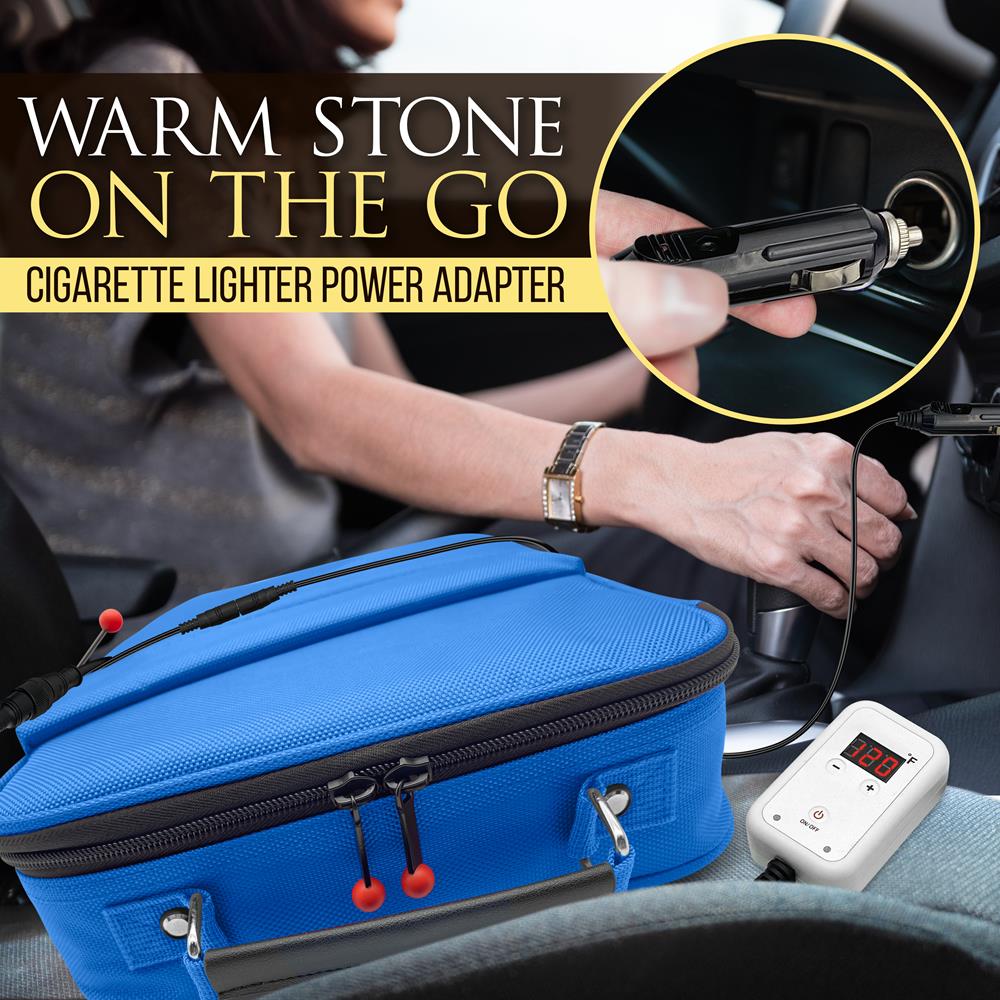 Hot Stone Massage Kit - Portable Heated Rock Therapy System With Digital Temperature Controller, Includes (12) Massaging Stones (Blue)