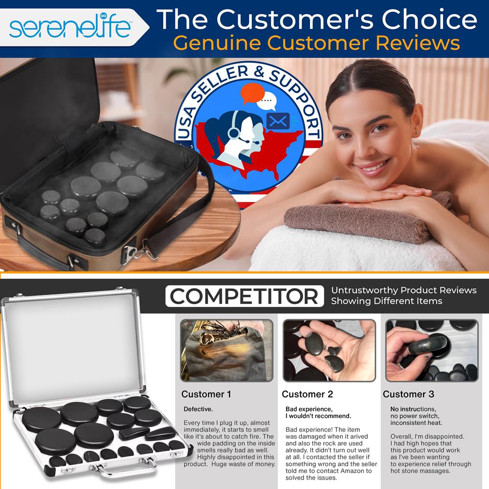 Hot Stone Massage Kit - Portable Heated Rock Therapy System With Digit ...