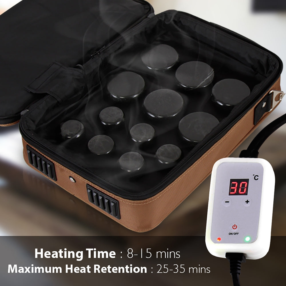 Hot Stone Massage Kit - Portable Heated Rock Therapy System With Digit ...