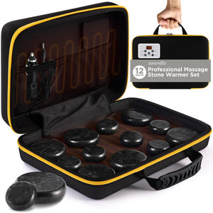 Multifunction Heating Stone Massager With Bag - Used For Muscle Therapy And Home Spa (Black)