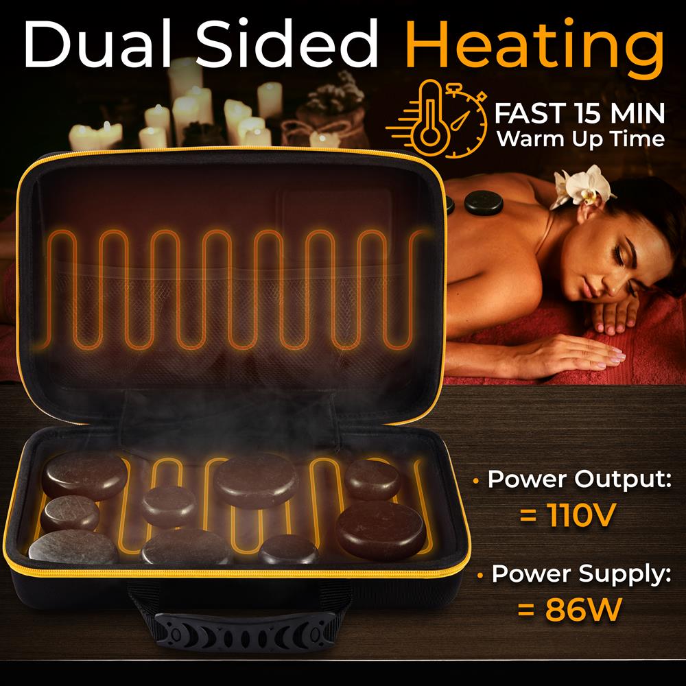 Multifunction Heating Stone Massager With Bag - Used For Muscle Therapy And Home Spa (Black)