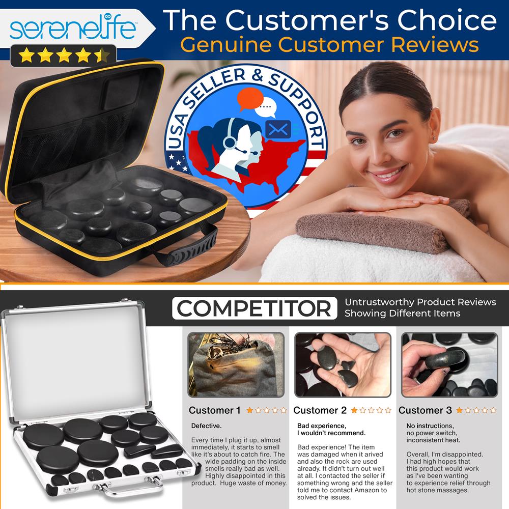 Multifunction Heating Stone Massager With Bag - Used For Muscle Therapy And Home Spa (Black)