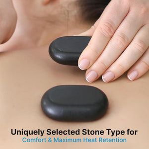 2 Pcs. Large Massage Stones With Traveling Bag And Small Brown Box