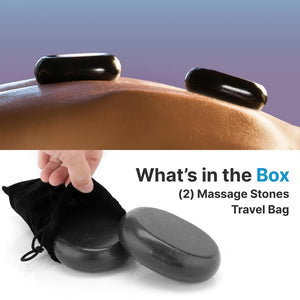 2 Pcs. Large Massage Stones With Traveling Bag And Small Brown Box