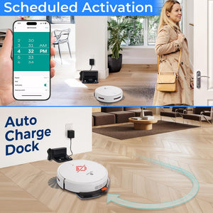 Smart Vacuum Cleaner - Automatic Robot Cleaning Vacuum With App Control, 700Pa Suction, And 3 Cleaning Modes, Ideal For Hard Floor, Pet Hair, Low-Pile Carpet (White)