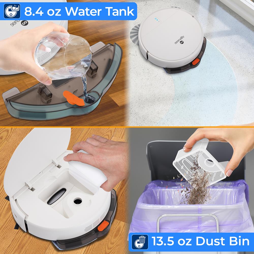 Smart Vacuum Cleaner - Automatic Robot Cleaning Vacuum With App Control, 700Pa Suction, And 3 Cleaning Modes, Ideal For Hard Floor, Pet Hair, Low-Pile Carpet (White)