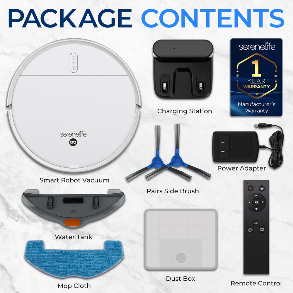 Smart Vacuum Cleaner - Automatic Robot Cleaning Vacuum With App Control, 700Pa Suction, And 3 Cleaning Modes, Ideal For Hard Floor, Pet Hair, Low-Pile Carpet (White)
