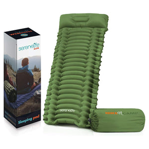 Sleeping Pad with Pillow - Fast Inflation, Tear-Resistant, Green