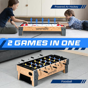 38” Table Top Air Hockey And 40” Foosball Set, 2-In-1 Swivel Game Table With Soccer Ball, Pushers, And Pucks Ideal For Game Rooms, Arcades, Bars, Parties, And Family Gatherings