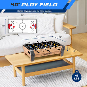 38” Table Top Air Hockey And 40” Foosball Set, 2-In-1 Swivel Game Table With Soccer Ball, Pushers, And Pucks Ideal For Game Rooms, Arcades, Bars, Parties, And Family Gatherings