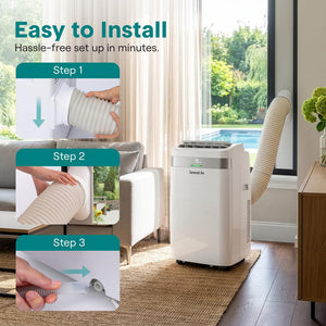Serenelife Portable Air Conditioner And Heater With Wi-Fi Function - 9500 Btu Cooling (Ashrae), Compact Unit With Dehumidifier & Fan Modes, Includes Window Mount Kit (White)
