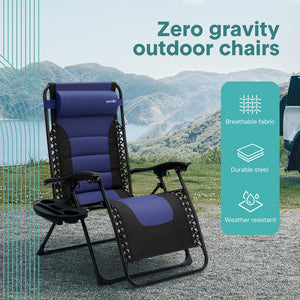 Zero Gravity Recliner Chair - Ultimate Comfort, Foldable, Blue