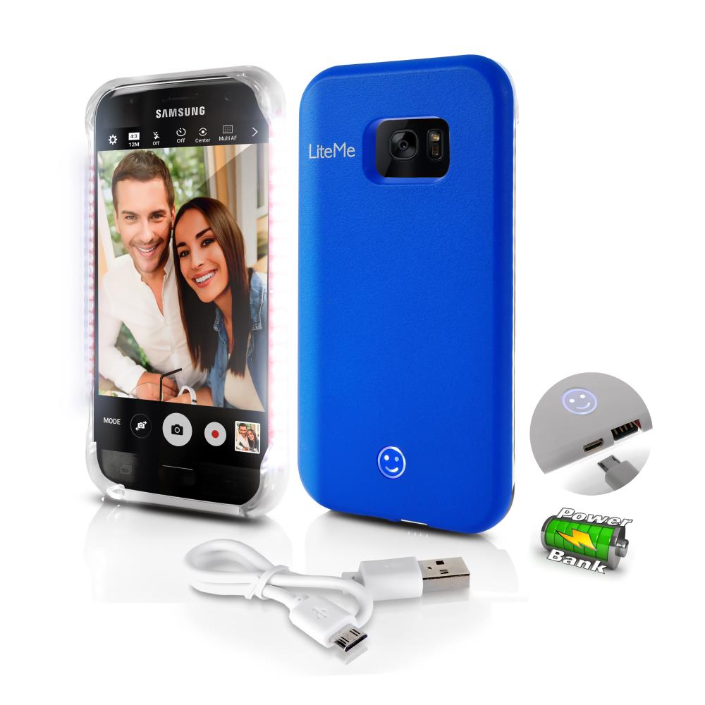 Lite-Me Selfie Lighted Smart Case, Phone Protection With Built-In Power Bank & Led Lights (For Samsung Galaxy S7 Edge)