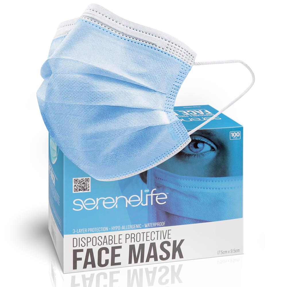 100 Pcs. Disposable Face Masks - 3 Layer Protection Breathable Face Masks, For Dust Covering (For Adults)