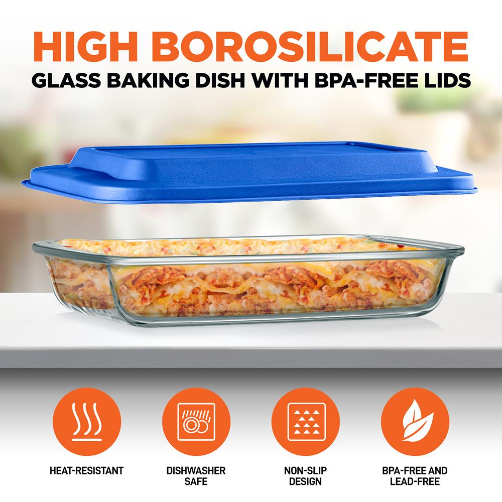 4 Sets Of High Borosilicate Rectangular Glass Bakeware Set With Pe Lid