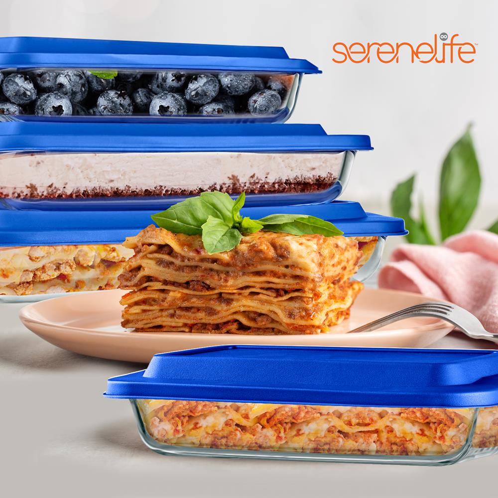 4 Sets Of High Borosilicate Rectangular Glass Bakeware Set With Pe Lid