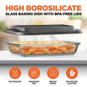 4 Sets Of High Borosilicate Rectangular Glass Bakeware Set With Pe Lid