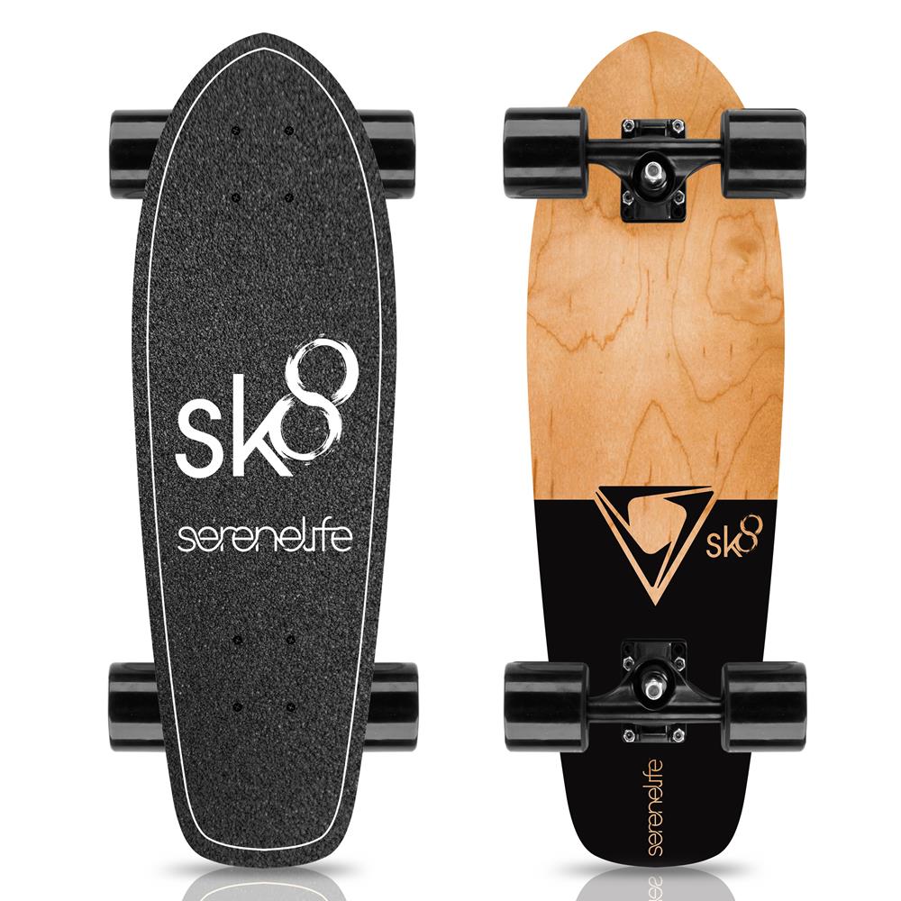 6'' Canadian And Bamboo Maple Deck Skateboard - Mini Cruiser Skateboard, Designed For Kids, Teens, And Adults (Black)