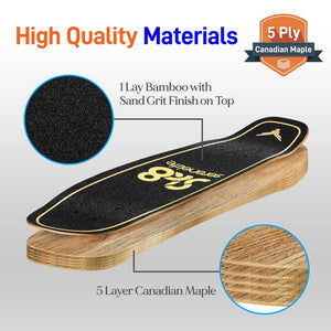 6'' Canadian And Bamboo Maple Deck Skateboard - Mini Cruiser Skateboard, Designed For Kids, Teens, And Adults (Black)