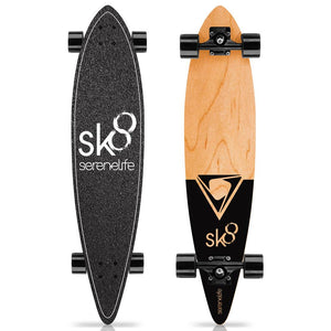 8'' Canadian Maple Deck Skateboard - Mini Cruiser Skateboard, Designed For Kids, Teens, And Adults (Black)