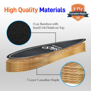 8'' Canadian Maple Deck Skateboard - Mini Cruiser Skateboard, Designed For Kids, Teens, And Adults (Black)