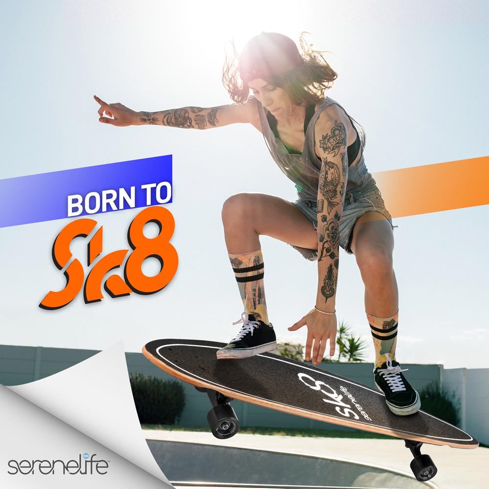 PERLE ソフトブレード 28.0 Complete Skateboard Mini Cruiser, Durable 8-Ply Maple Deck, Black