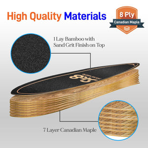 8'' Canadian Maple Deck Skateboard - Mini Cruiser Skateboard, Designed For Kids, Teens, And Adults (Black)