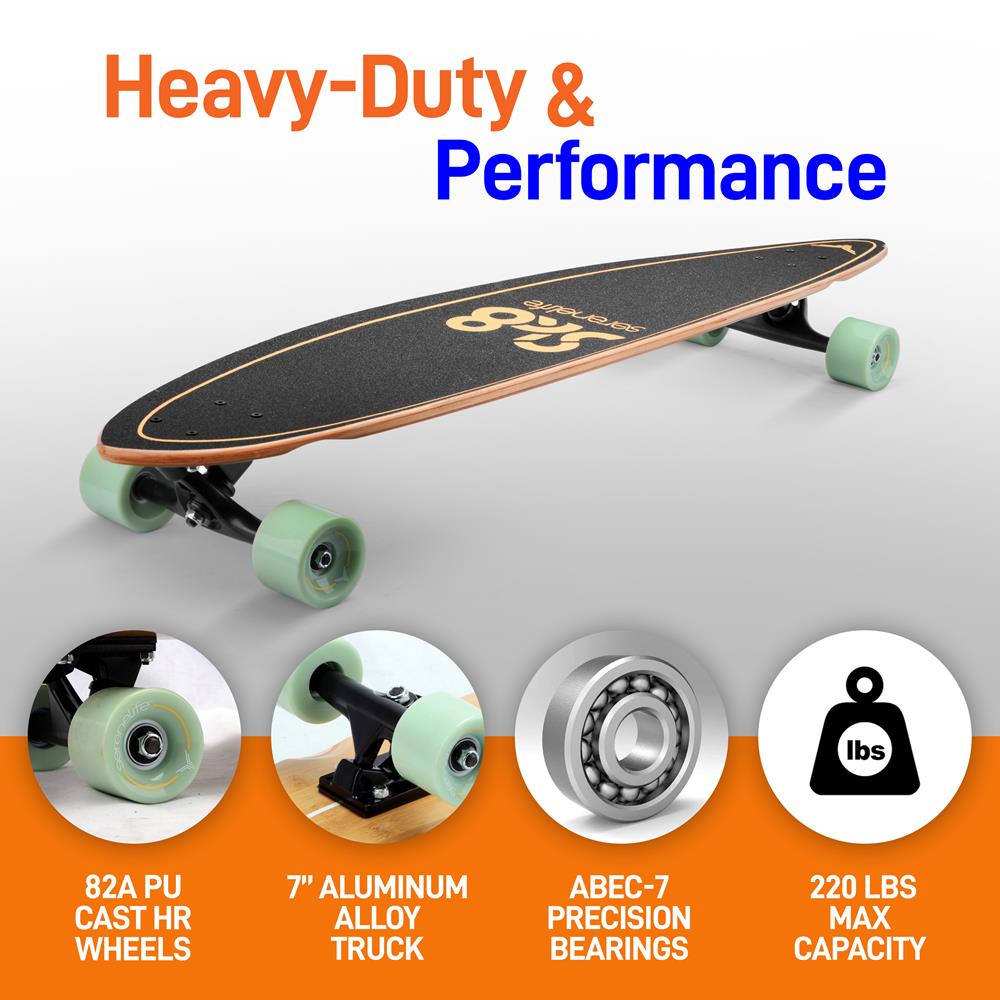 8'' Canadian Maple Deck Skateboard - Mini Cruiser Skateboard, Designed For Kids, Teens, And Adults (Black)