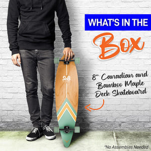 8'' Canadian Maple Deck Skateboard - Mini Cruiser Skateboard, Designed For Kids, Teens, And Adults (Black)